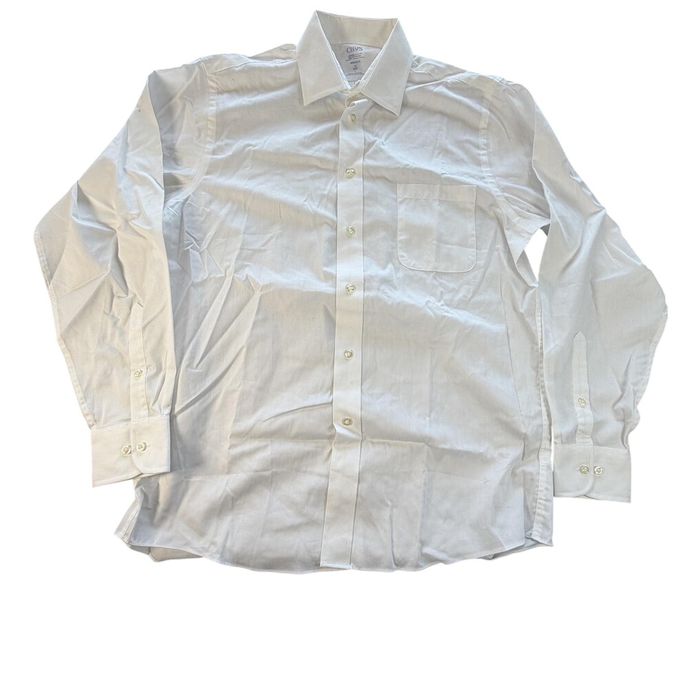 Chaps Dress Shirt Mens 16 34/35 White Coolmax Regular Fit Long Sleeve Wicking